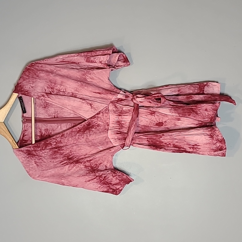 Elegant Pink Tie-Dye Mini Dress